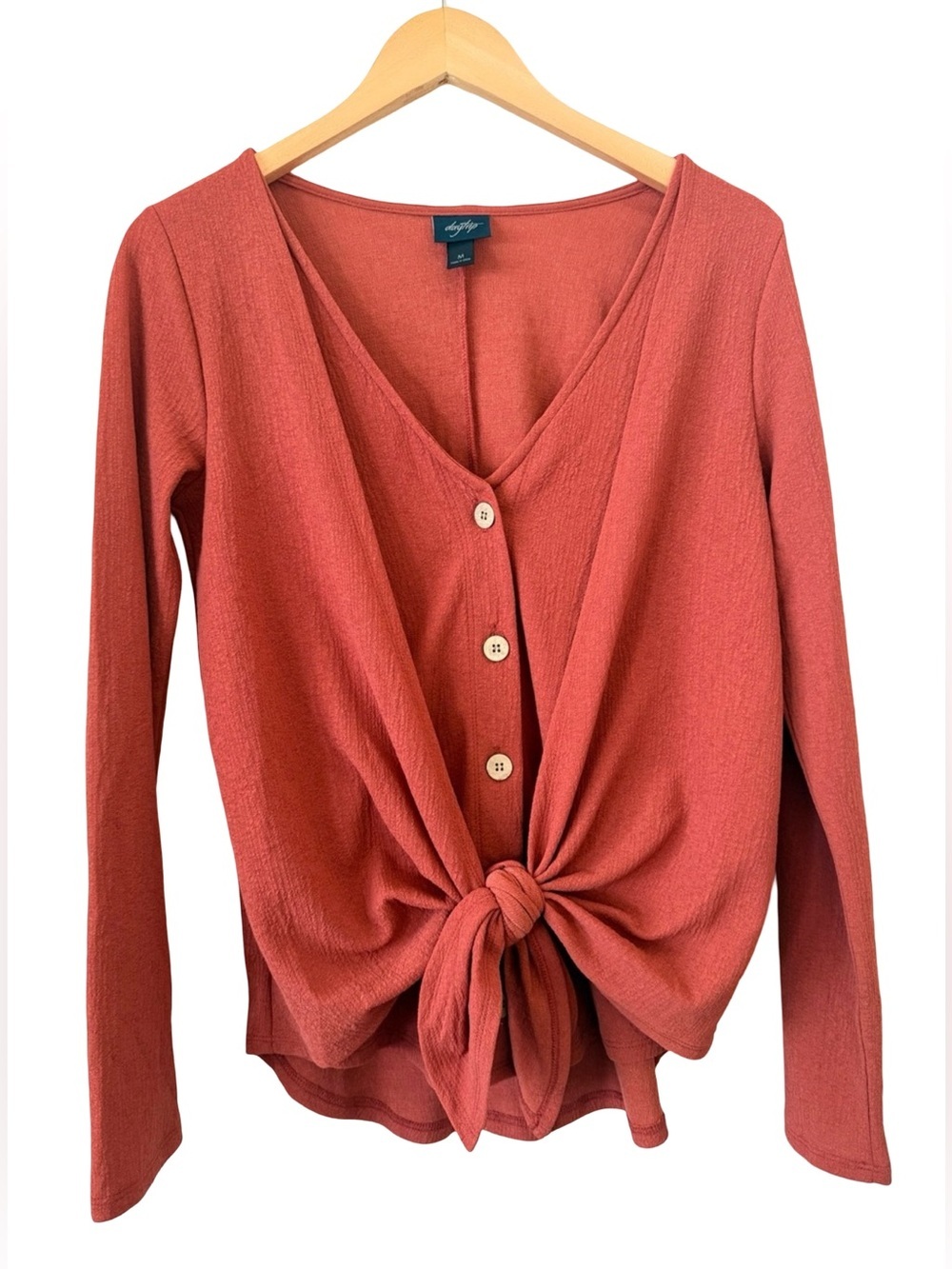 Daytrip rust tie-front button-down top